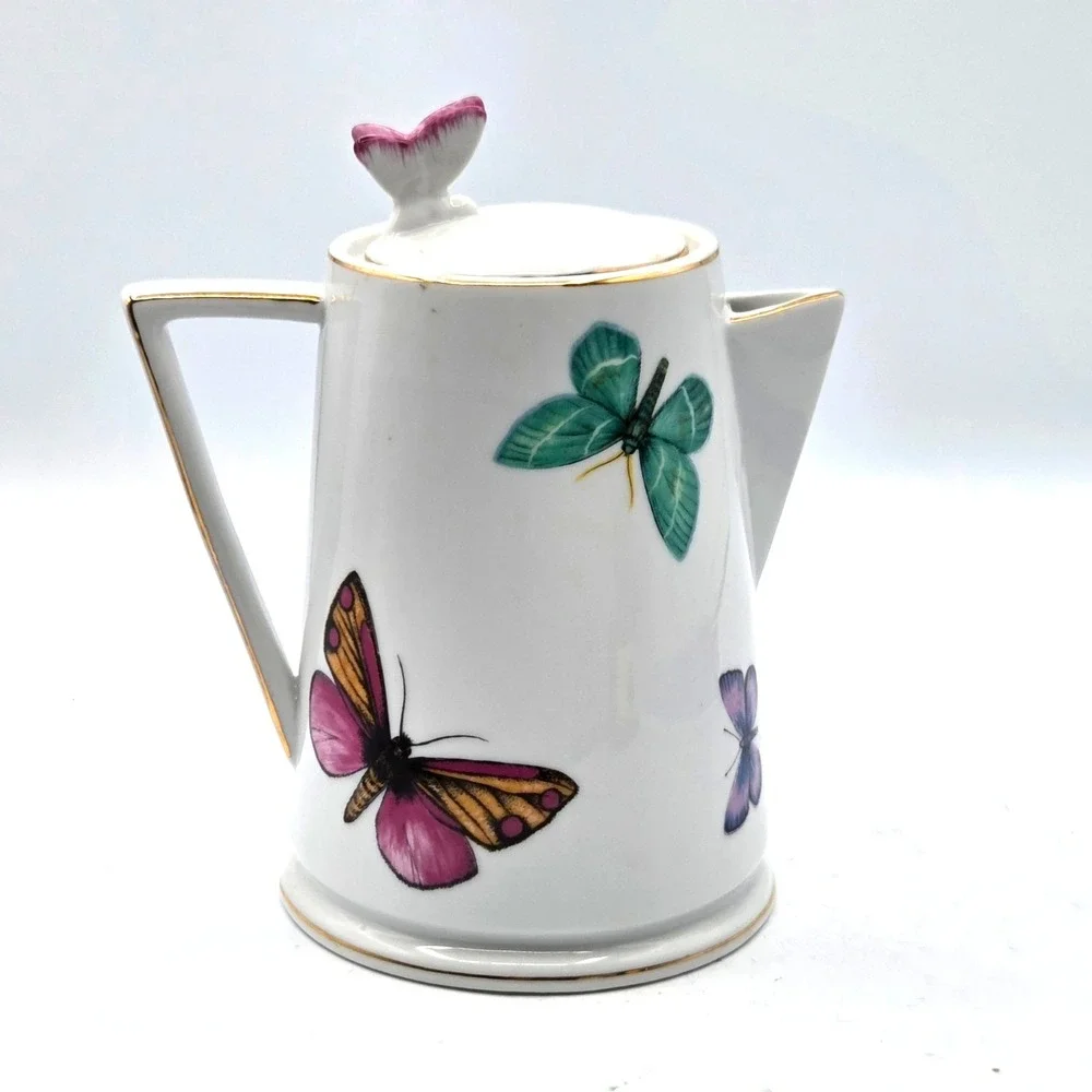 Graces Teaware The‎ Fancy Butterfly Pattern Teapot with Lid RETIRED